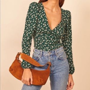 Brand new Reformation Nell top in green, size small